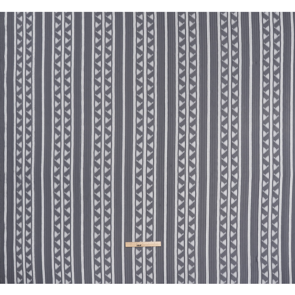 Corded Lace - Gray and Silver Geometric Stripes - Full