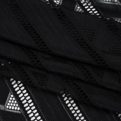 Corded Lace - Black Geometric Stripes