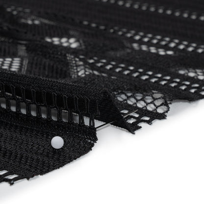 Corded Lace - Black Geometric Stripes