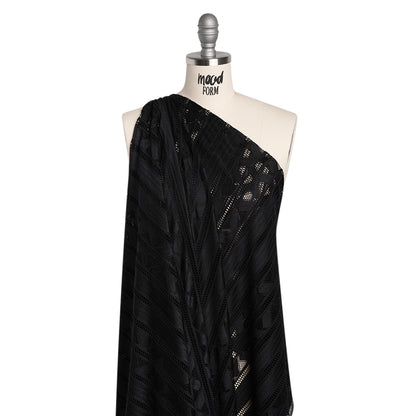 Corded Lace - Black Geometric Stripes