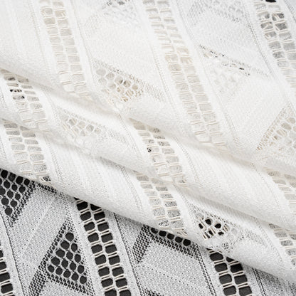 Corded Lace - Ivory Geometric Stripes