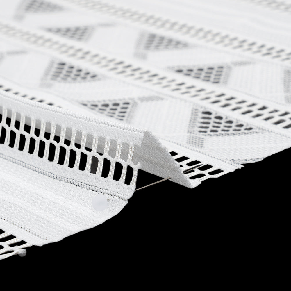 Corded Lace - Ivory Geometric Stripes - Detail