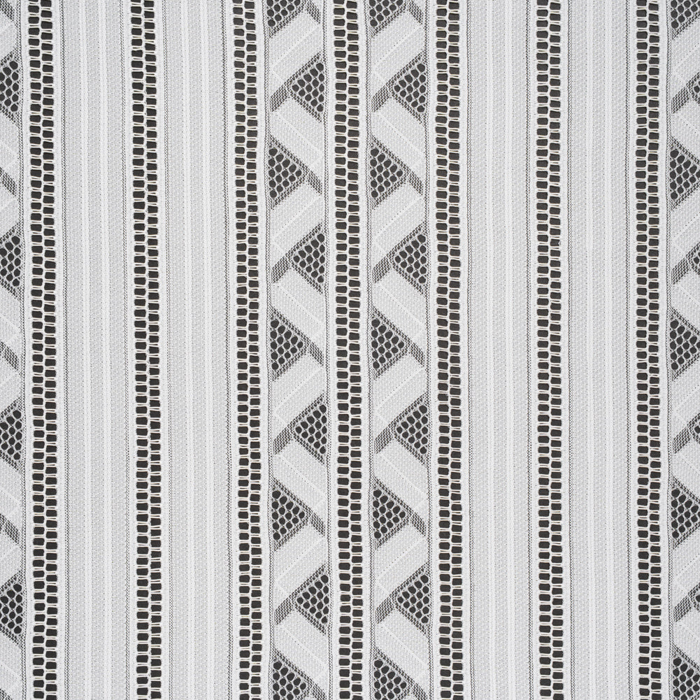 Corded Lace - Ivory Geometric Stripes