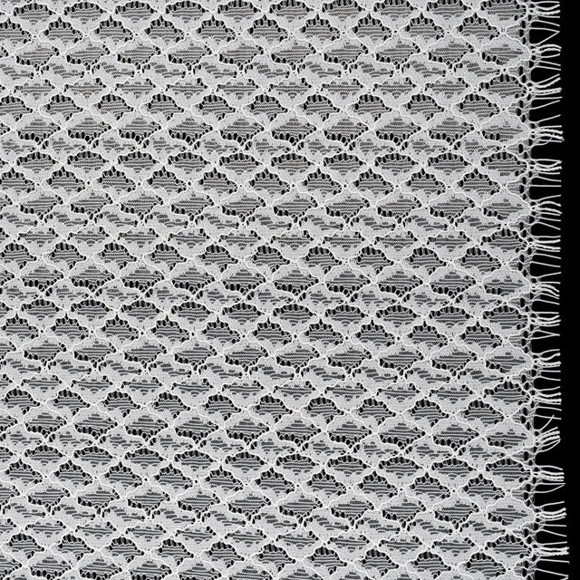 Corded Lace with Finished Eyelash Edges - Ivory Diamond Lattice