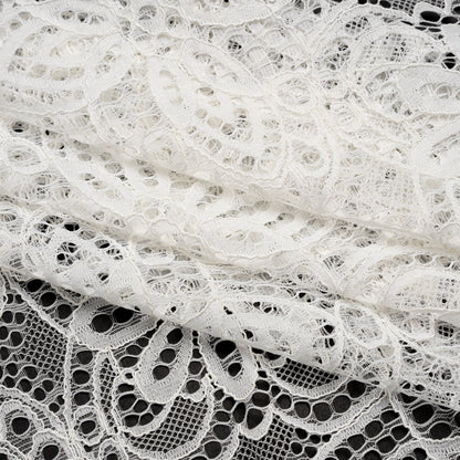 Corded Lace with Finished Edges - Ivory Radiant Floral