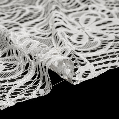 Corded Lace with Finished Edges - Ivory Radiant Floral