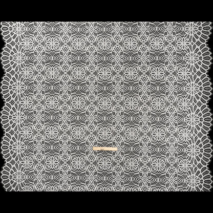 Corded Lace with Finished Edges - Ivory Radiant Floral