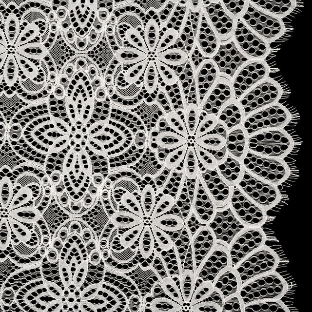 Corded Lace with Finished Edges - Ivory Radiant Floral