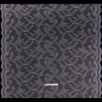 Raschel Lace Panel with Finished Edges - Lavender Delicate Leafy Vines on Net