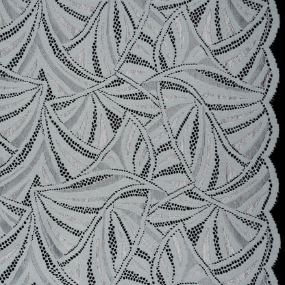 Stretch Raschel Lace with Finished Edges - Silver Flying Fans