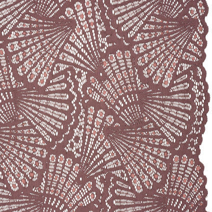 Stretch Raschel Lace with Finished Edges - Old Rose and Salmon Shell Fans
