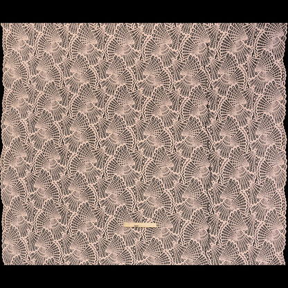 Stretch Raschel Lace with Finished Edges - Blush Pink and Light Blue Shell Fans