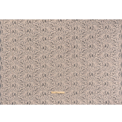 Stretch Raschel Lace with Metallic Spots - Blush and Gold Fancy Leaves and Flowers