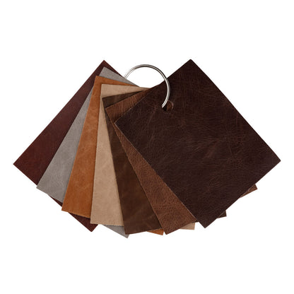 Manhattan Italian Smoke Natural Pebble Aniline Dyed Top Grain Cow Leather Hide with Protective Coating Folded