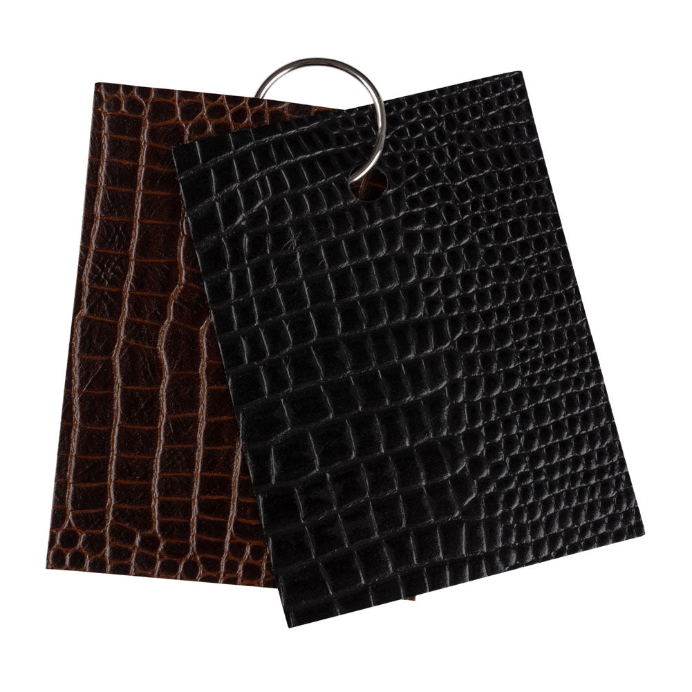Lorraine Italian Chocolate Semi-Aniline Alligator Embossed Top Grain Cow Leather Hide Drape