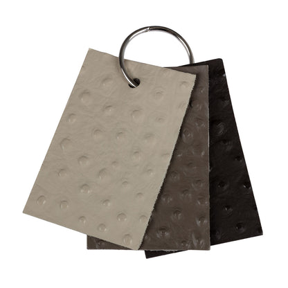 Shirley Italian Ivory Ostrich Embossed Semi-Aniline Top Grain Cow Leather Hide Folded