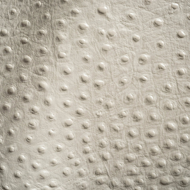Shirley Italian Ivory Ostrich Embossed Semi-Aniline Top Grain Cow Leather Hide