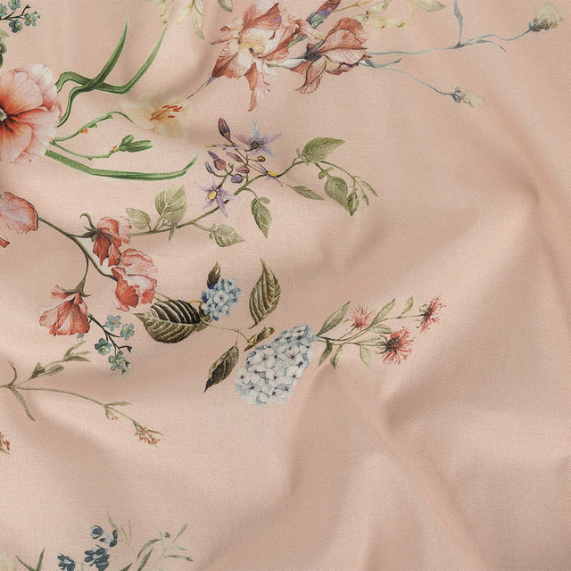 Cotton Voile - Pink Floral Border - La Marche des Fleurs Print - Mood Exclusive Jacques Collection