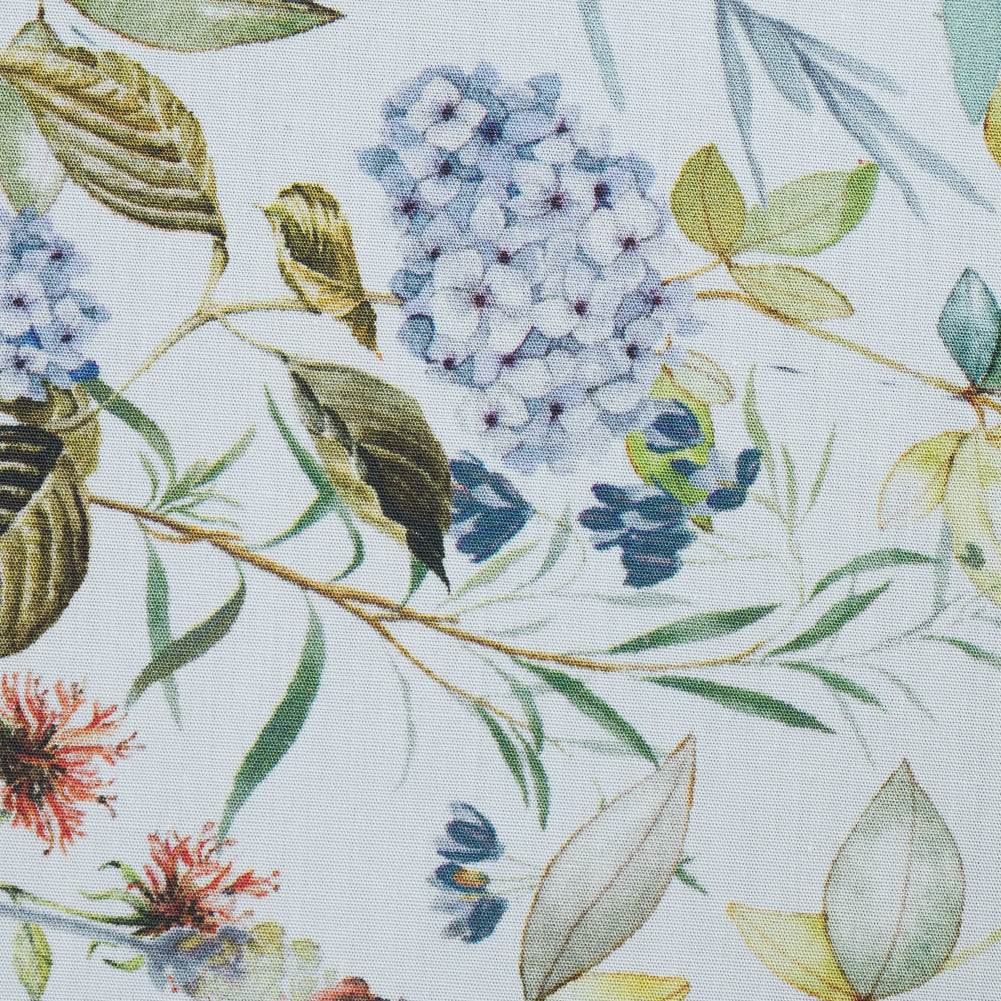 Cotton Poplin - White Floral Border - La Marche des Fleurs Print - Mood Exclusive Jacques Collection - Detail