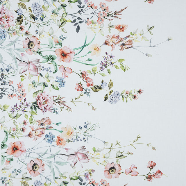 Stretch Cotton Sateen - White Floral Border - La Marche des Fleurs Print - Mood Exclusive Jacques Collection