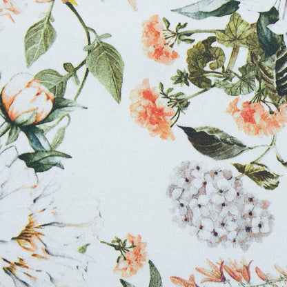 Stretch Cotton Sateen - Orange and Green - Les Fleurs de L'amour Print - Mood Exclusive Jacques Collection