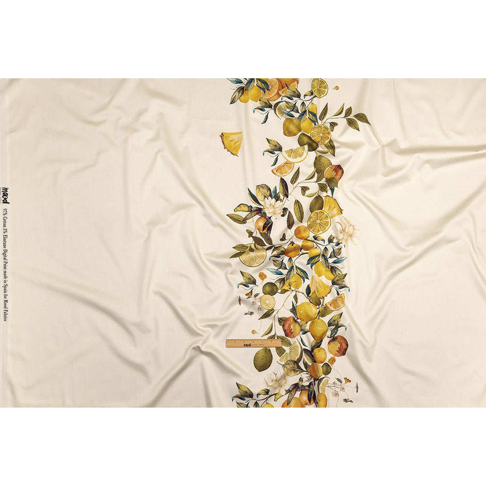 Stretch Cotton Sateen - Yellow and Green Fruit Vine - Panier de Fruits Print - Mood Exclusive Jacques Collection - Full