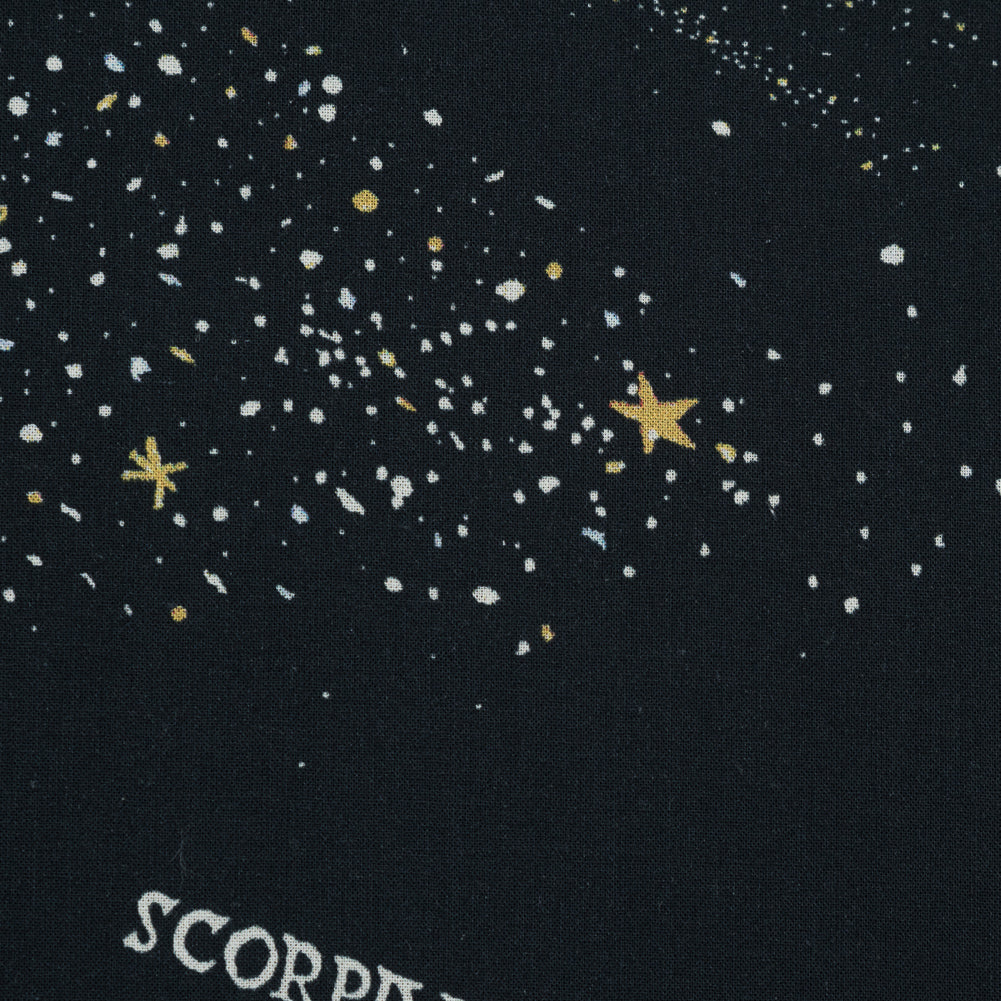 Cotton Voile - Black Celestial - Path of Apollo Print - Mood Exclusive Gaia Collection - Detail