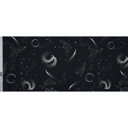 Cotton Voile - Black Celestial - Path of Apollo Print - Mood Exclusive Gaia Collection