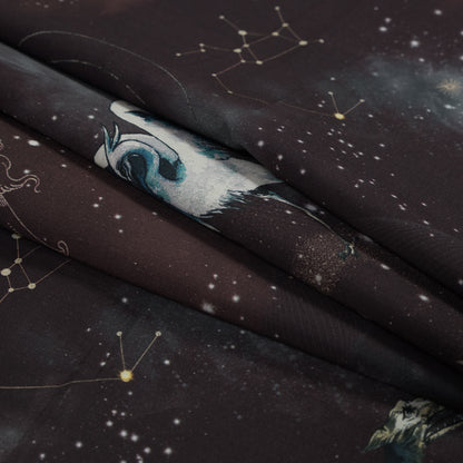 Cotton Voile - Burgundy Celestial Birds - Apollo's Disguise Burgundy Print - Mood Exclusive Gaia Collection