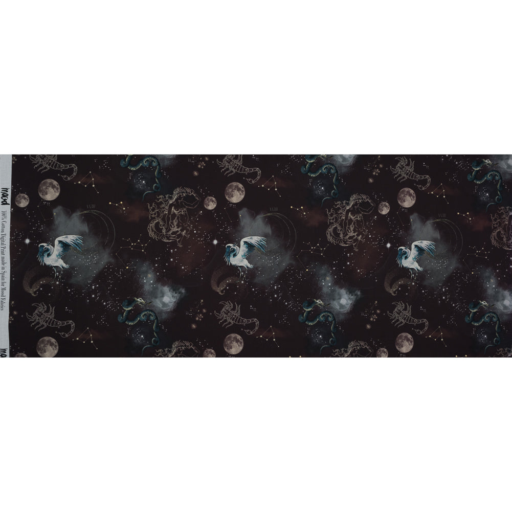 Cotton Voile - Burgundy Celestial Birds - Apollo's Disguise Burgundy Print - Mood Exclusive Gaia Collection - Full