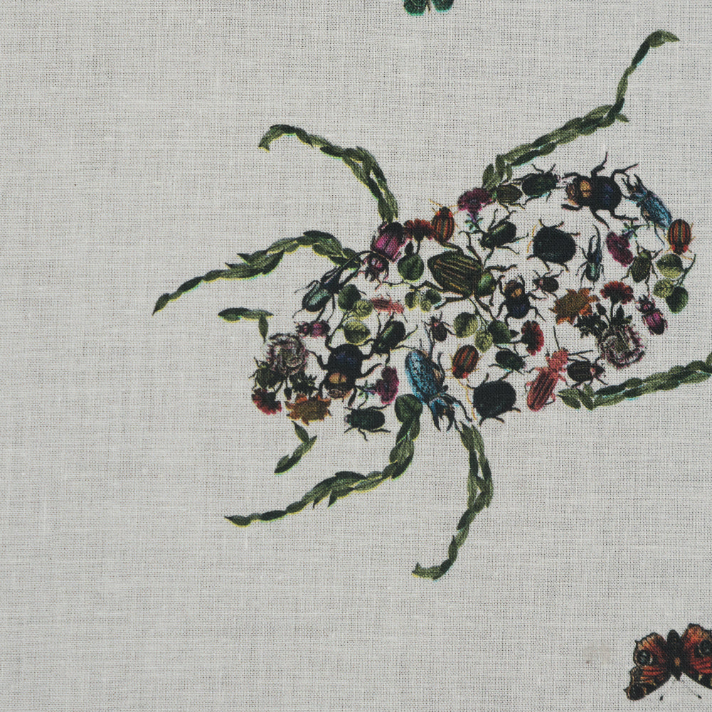 Cotton Voile - Floral Beetles and Butterflies - Tithonus' Lament Print - Mood Exclusive Gaia Collection - Detail