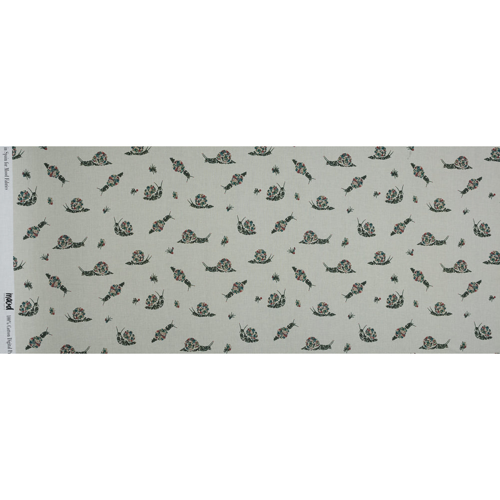 Cotton Voile - White Floral Snails - The Snail's Bounty Print - Mood Exclusive Gaia Collection - Full