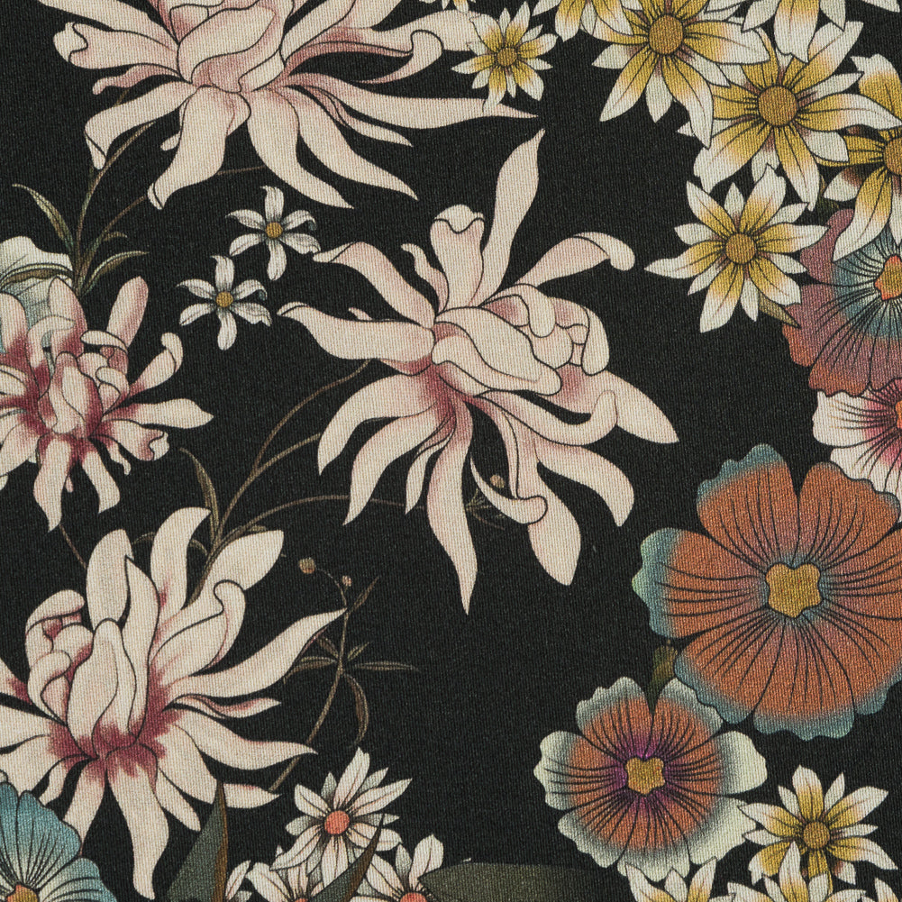 Stretch Cotton Sateen - Rustic Floral - Narcissus' Reflection Print - Mood Exclusive Gaia Collection - Detail
