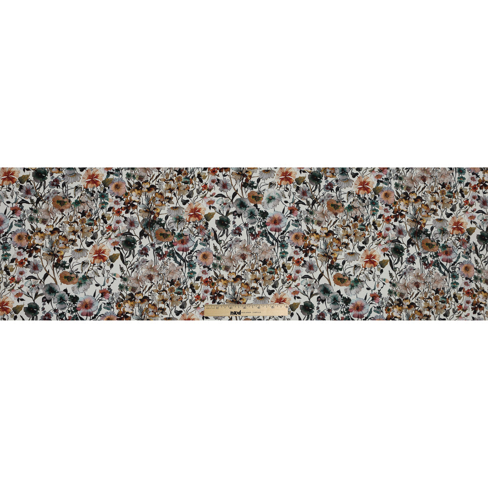 Stretch Polyester Crepe - Ivory Floral - Passing of Adonis Print - Mood Exclusive Gaia Collection - Full