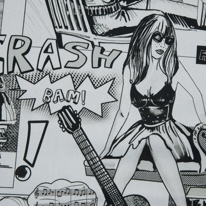 Stretch Cotton Sateen - Black and White Comics - With the Band Print - Mood Exclusive Comic Collection