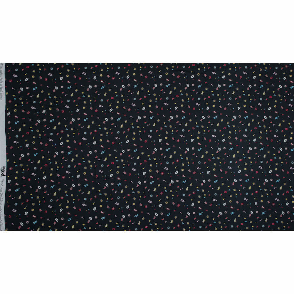 Cotton Voile - Black Pop Icons - Black Candy and Combat Print - Mood Exclusive Comic Collection - Full