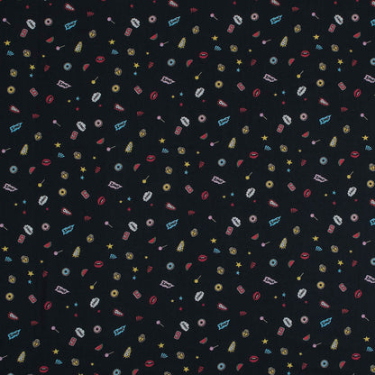 Cotton Voile - Black Pop Icons - Black Candy and Combat Print - Mood Exclusive Comic Collection