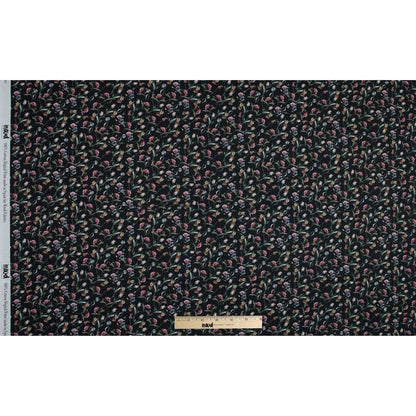 Cotton Voile - Black Floral - Peonies at Midnight Print - Mood Exclusive Botanical Collection