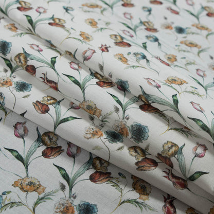 Cotton Voile - White Floral - Peonies at Daybreak Print - Mood Exclusive Botanical Collection