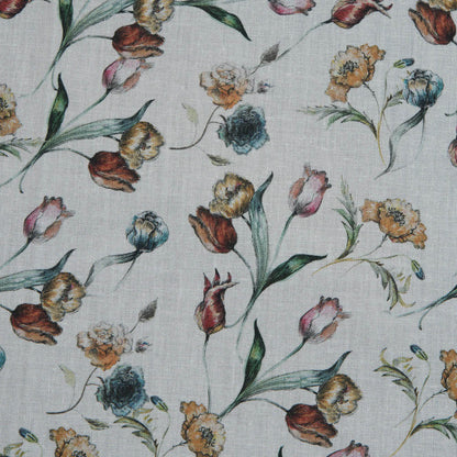 Cotton Voile - White Floral - Peonies at Daybreak Print - Mood Exclusive Botanical Collection