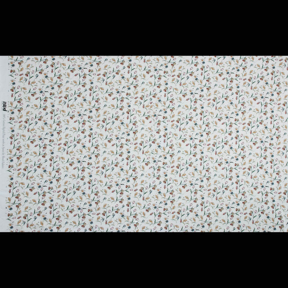 Cotton Voile - White Floral - Peonies at Daybreak Print - Mood Exclusive Botanical Collection - Full