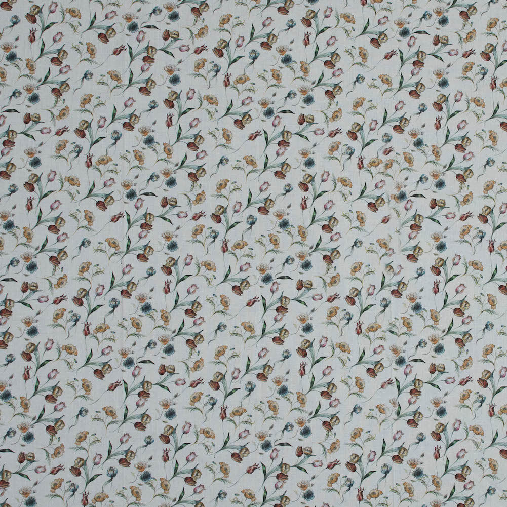 Cotton Voile - White Floral - Peonies at Daybreak Print - Mood Exclusive Botanical Collection