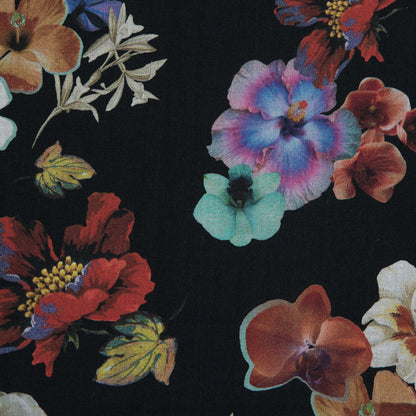 Cotton Voile - Black Floral - Pressed Flower Perfection Print - Mood Exclusive Botanical Collection