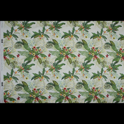 Stretch Cotton Sateen - Palm Leaves and Flowers - The Island's Palms Print - Mood Exclusive Aloha Collection