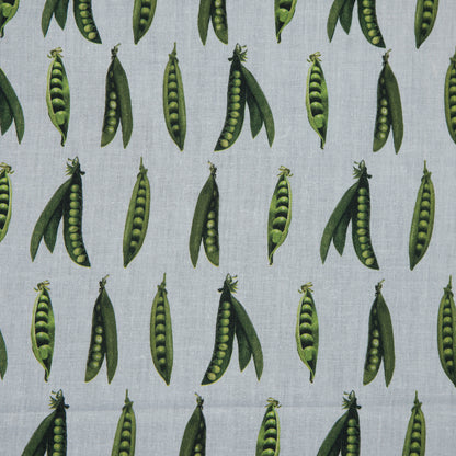 Cotton Voile - White and Green Pea Pods - January Peas Print - Mood Exclusive Aloha Collection
