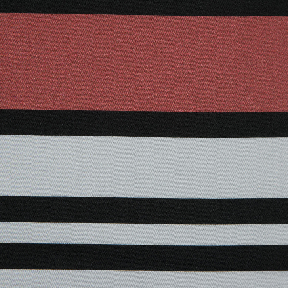 Stretch Cotton Sateen - Coral and White Stripes - Aina Stripe Print - Mood Exclusive Aloha Collection Detail