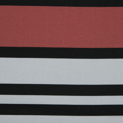 Stretch Cotton Sateen - Coral and White Stripes - Aina Stripe Print - Mood Exclusive Aloha Collection Detail