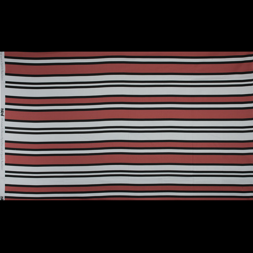 Stretch Cotton Sateen - Coral and White Stripes - Aina Stripe Print - Mood Exclusive Aloha Collection Full