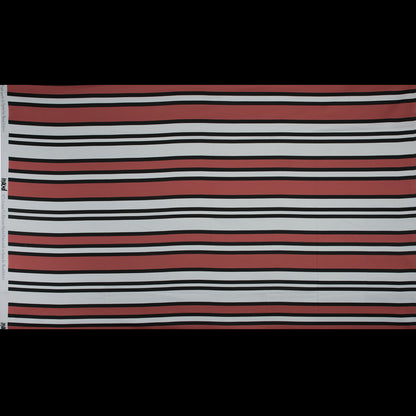 Stretch Cotton Sateen - Coral and White Stripes - Aina Stripe Print - Mood Exclusive Aloha Collection Full