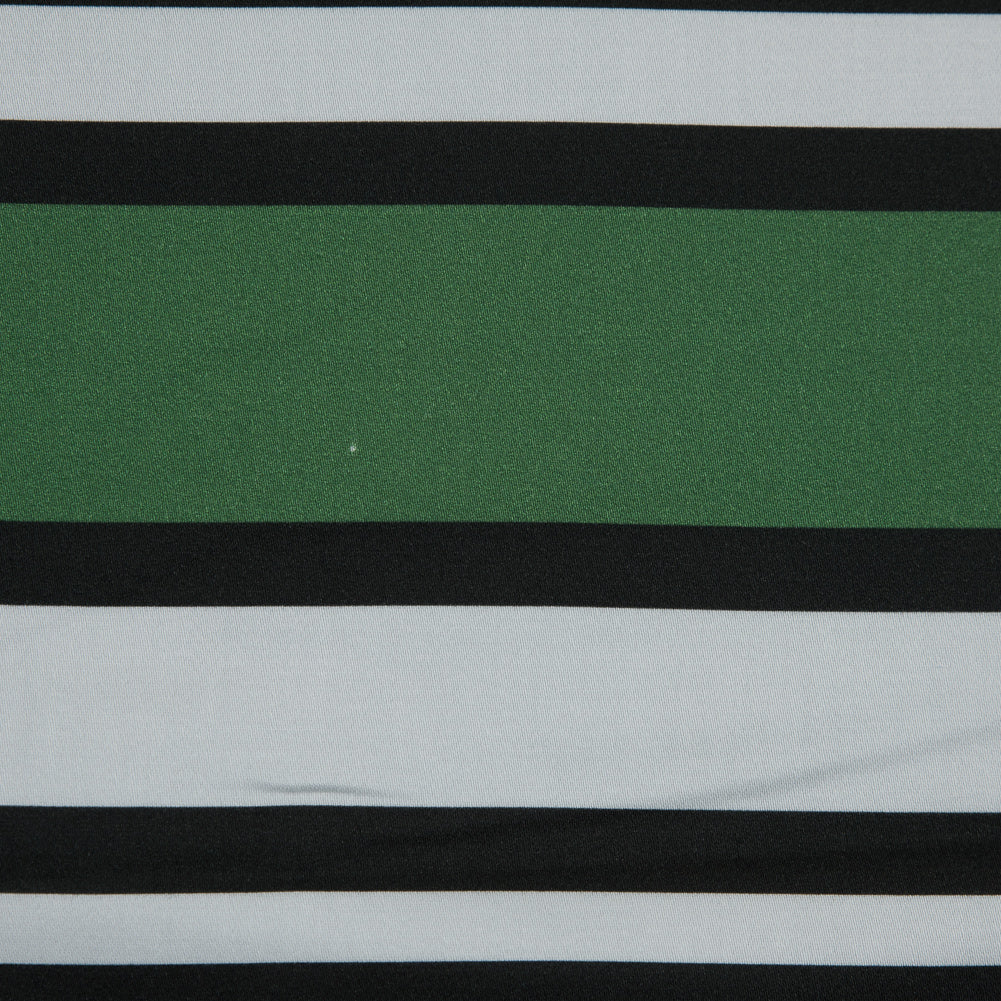 Stretch Cotton Sateen - Green and White Stripes - Aina Stripe Print - Mood Exclusive Aloha Collection - Detail